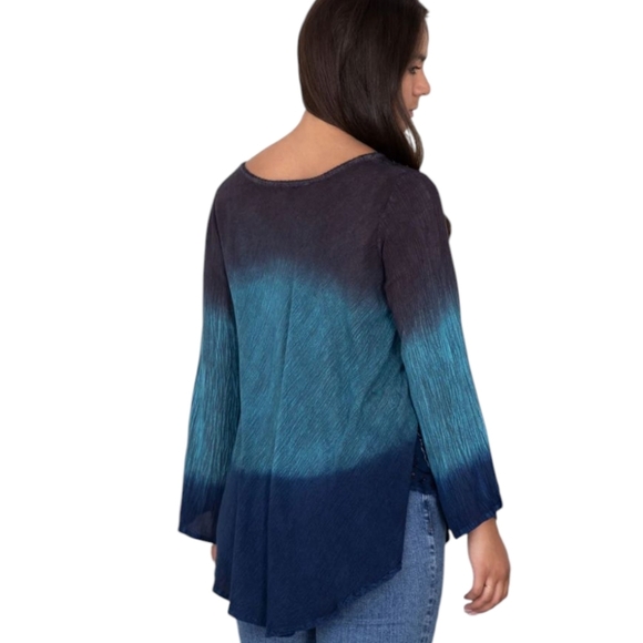 Whimsigoth Plus Size Tunic Blue/Purple Flowy Rayon V-Neck Tunic 1x/2x - Picture 10 of 12